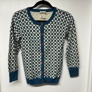 Matilda Jane Girl Windy City Secret Field Button Up Cardigan Size 14 Green Cream